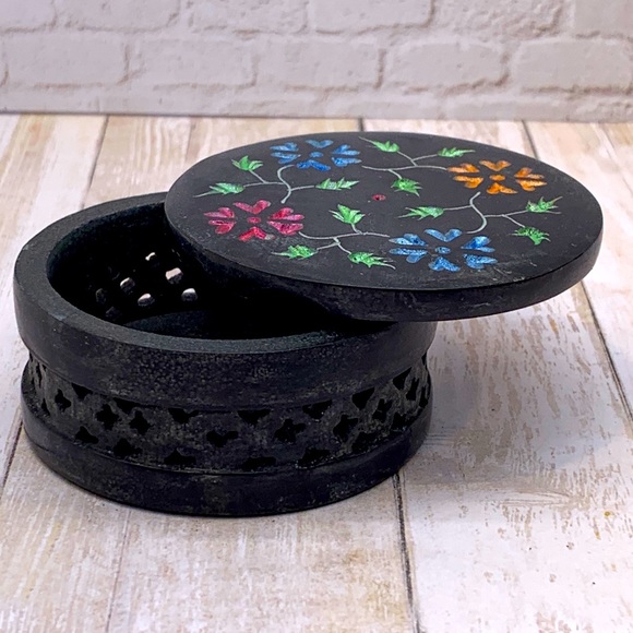Floral Soapstone Incense Holder - Picture 3 of 3